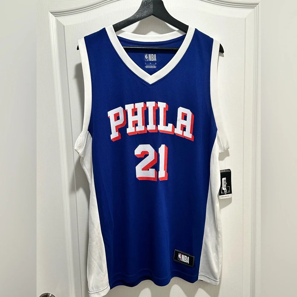 NBA Philadelphia 76ers Men’s Royal Blue Basketball Jersey, Size Large